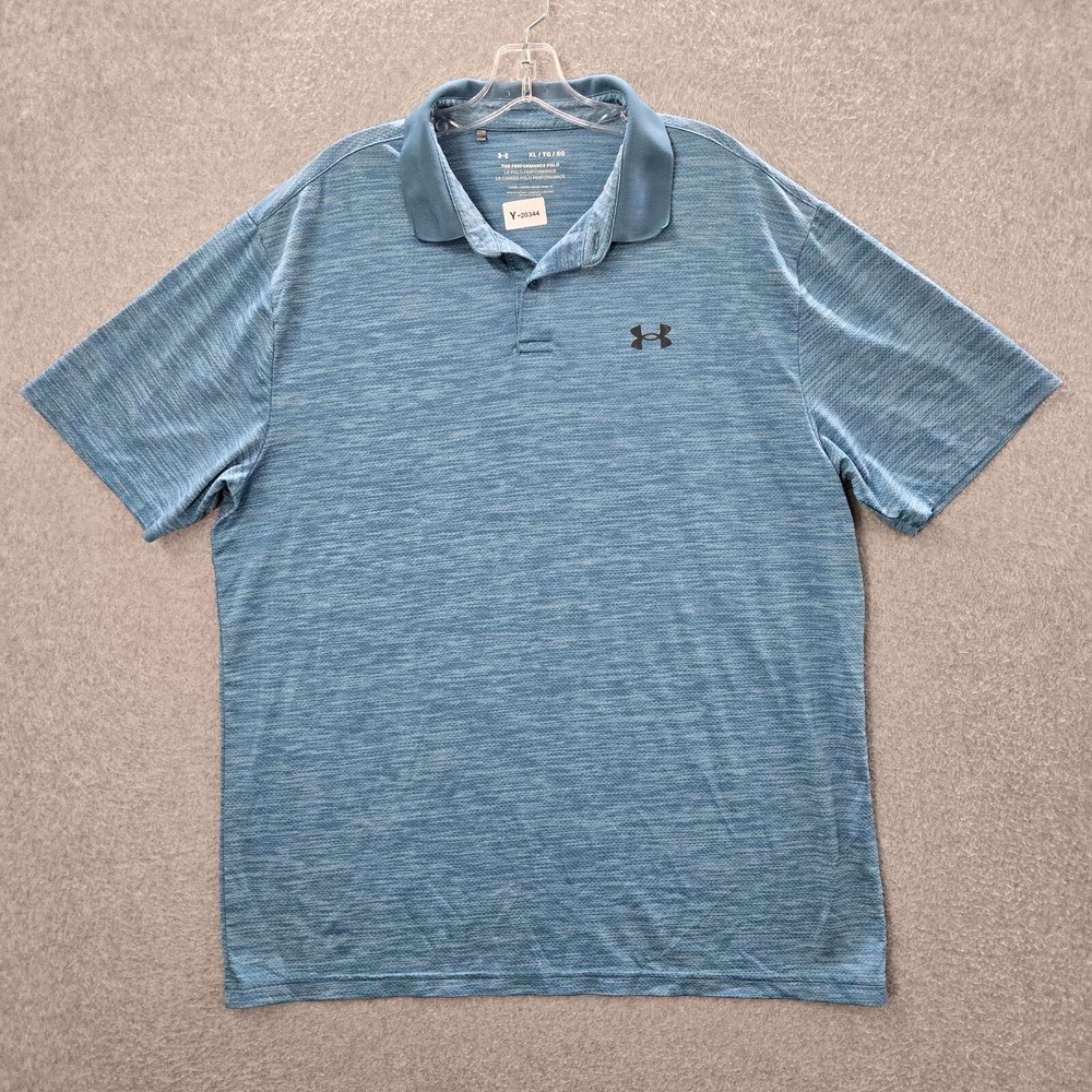 Under Armour Men Polo Shirt XL Blue Logo The Performance Polo Loose Pullover